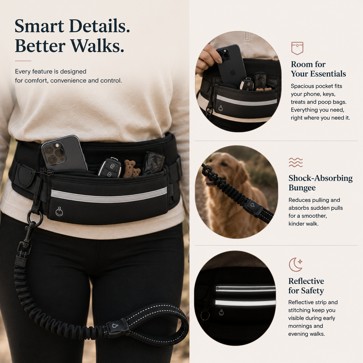 WalkFlow™ -Hands-Free Walking Leash